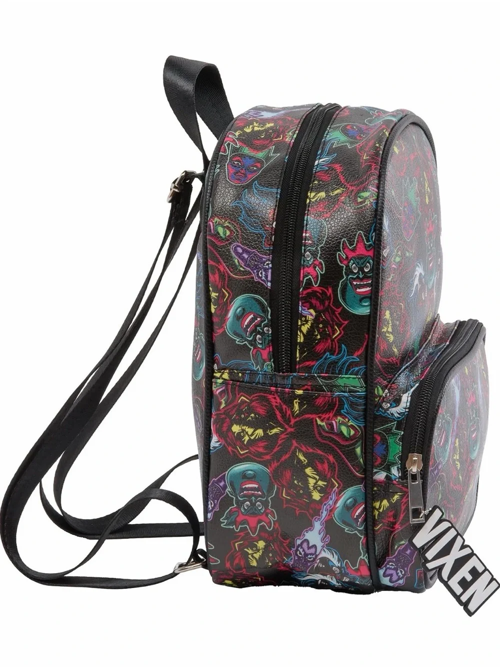 Disney Vixen Black Multicolor Villain Print Mini Backpack